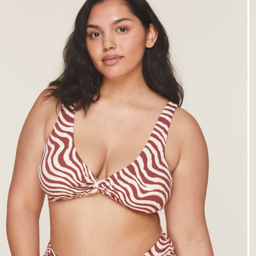Andie The Portofino - Top - Eco Nylon - Bias Stripe Truffle